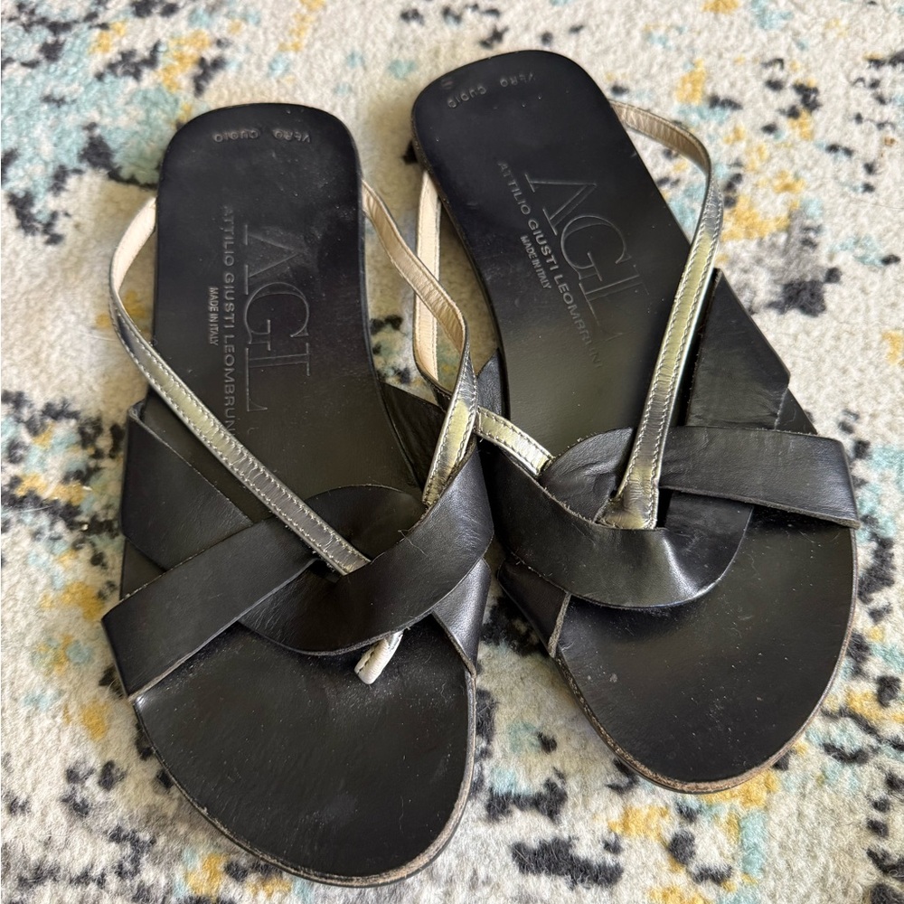 Ag Adriano Goldschmied Black Leather Sandals